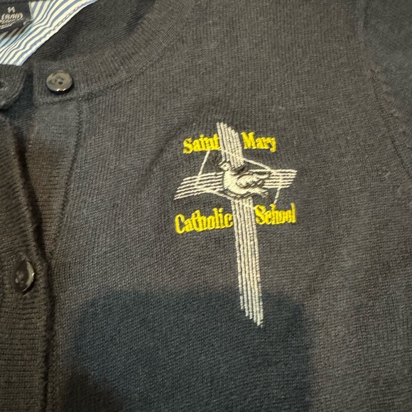 Saint Mary’s Catholic School Girl Cardigan Navy Blue Size Youth Medium or XS - Picture 3 of 5